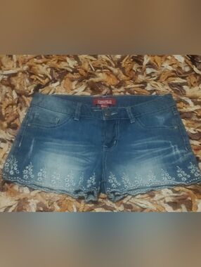 Forever 21 Denim Shorts Embroidered Hem